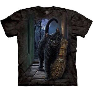 Cat Kittens Kitty Brush With Magic Broom Cats Cute Black Mountain T-Shirt M-3X